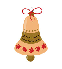 Christmas Bell Ornament with Red Floral Design