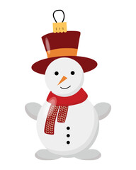Cute Snowman Christmas Ornament with Red Scarf