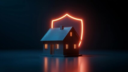Home Protection Illuminated: A safe and secure house illustration under the vibrant glow of a protective shield, symbolizing home safety and assurance.