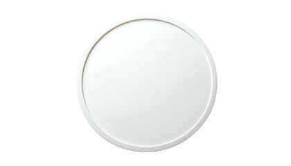 Round, flat, white disk with thin raised border