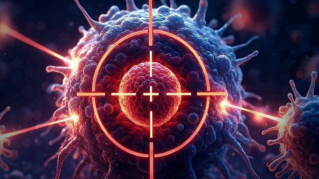 Cancer cell targeting microscopic oncology treatment precision therapy laser focus immune cell laser targeting car t cell therapy concept showing targeted destruction and hope medical research cancer