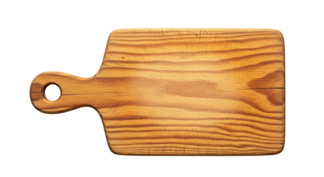 Wooden cutting board with handle transparent background cutout png