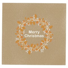 Merry Christmas card. Gold and white berries leaves on beige background  © Kseniia Chebotarova