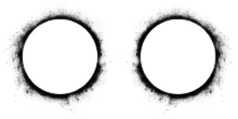 Halftone gradient circles collection. Dots textured round patterns. Cartoon comic radial faded background set. Abstract pixelated elements for frame, poster, collage, banner, flyer. Vector bundle