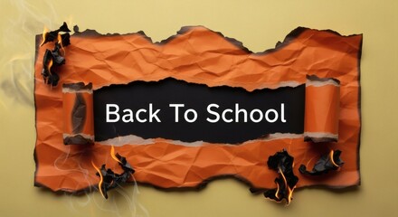 Burning Back to School Fiery Orange Text on Black.