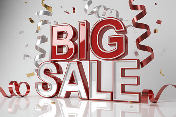 Unmissable big sale promotion with confetti and ribbons, ready to boost your business marketing, create excitement and drive sales with this attention-grabbing design