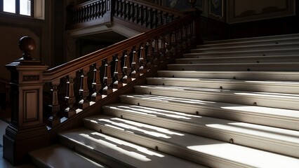 Sunlit Grand Staircase - A Study in Light and Shadow.