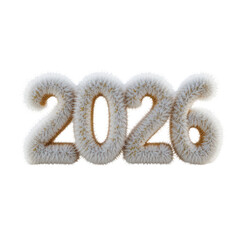 Shimmering silver glitter number 2026 design displayed in a bright festive celebration theme