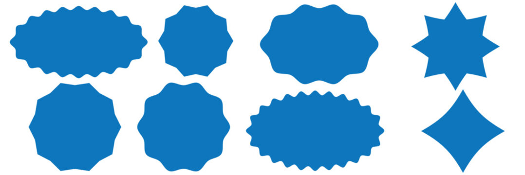 Set of Zig zag wavy edge red starburst circle shapes icon. Red color classic abstract elements with jagged edges. Vector illustration of silhouette blank for sicker, label, tag, badge, stamp, etc.