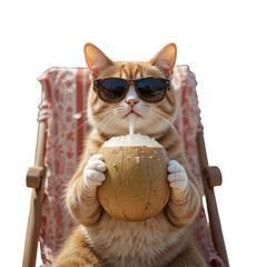 Cool cat wearing sunglasses holding a pumpkin mug in a fun festive autumn themed scene