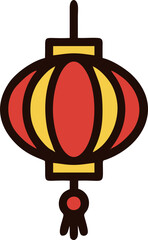 Traditional Red and Yellow Chinese Paper Lantern Icon