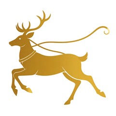 Golden Reindeer Silhouette - Festive Holiday Decoration and Christmas Symbol.
