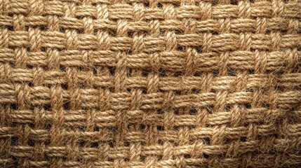 Natural jute texture background with detailed woven burlap fiber patterns in warm beige and tan tones perfect for eco-friendly web design backgrounds