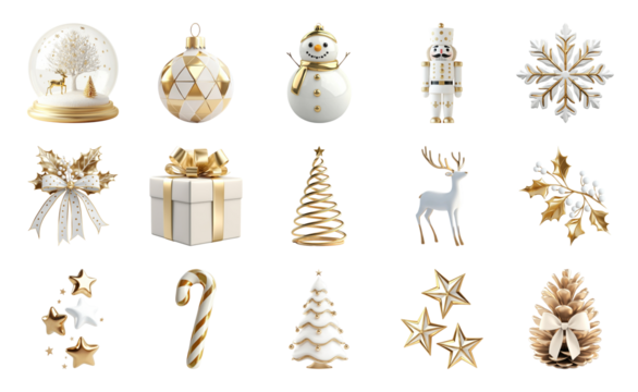 PNG Elegant festive holiday icons collection, element set on transparent background