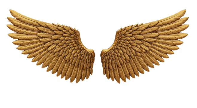 Golden angel wings transparent background cutout png - Powered by Adobe