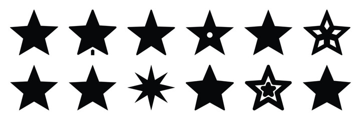 christmas star icon set. silhouette Vector illustration.