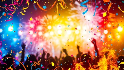 Vibrant Celebration - A Crowd Enjoys a Festive Event with Confetti.