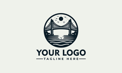 Serene Bridge Vector Logo A Timeless Design for Coastal Businesses