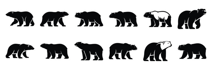 polar bear icon set. silhouette Vector illustration.