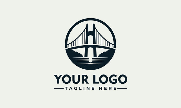 Professional bridge icon vector logo design, a circular symbol for travel and architecture companies.
