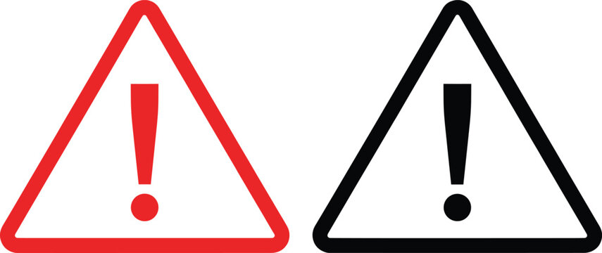 Simple graphic icon representing a critical safety warning, notice, or risk signal, perfect for user interfaces, web design, and public hazard communication.