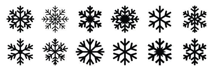 snowflake icon set. silhouette Vector illustration.