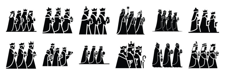 three wise men icon set. silhouette Vector illustration.