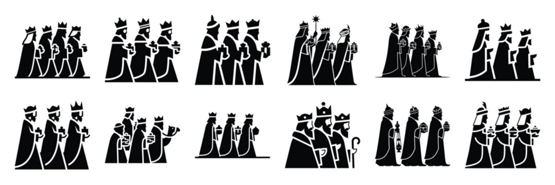 three wise men icon set. silhouette Vector illustration.