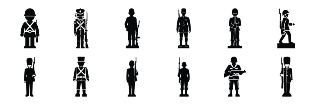 toy soldier icon set. silhouette Vector illustration.
