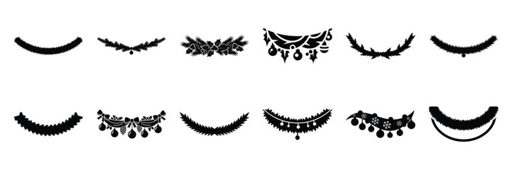 christmas garland icon set. silhouette Vector illustration. © KartikChandro