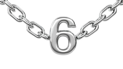 Obraz premium Silver Number 6 Chain Vector Outline Design for Jewelry, Numerology, Fashion, Accessories