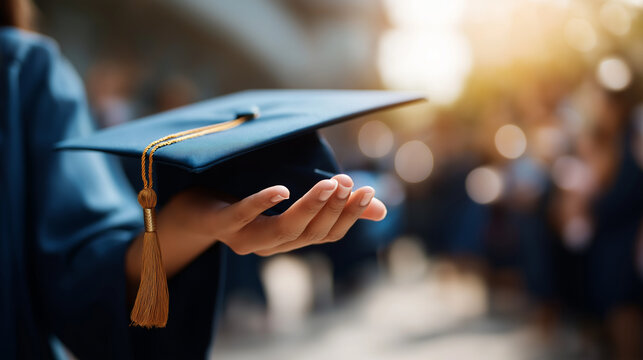 Graduation ceremony celebration faceless academic achievement defocused commencement background degree completion educational milestone university graduation student success