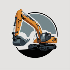 Dynamic excavator illustration ready for construction branding, a powerful symbol of industry, development and progress in engineering and infrastructure