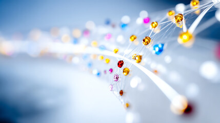 Colorful abstract representation of molecular structures, showcasing connectivity and innovation in modern science.