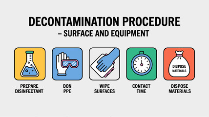 Surface Decontamination Process Infographic – 5 Step Cleaning and Disinfection Workflow