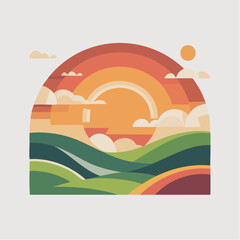 Stunning sunset over rolling green hills evokes tranquility and peace, perfect for nature lovers and travel enthusiasts seeking serenity