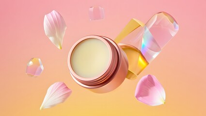 Pink wedding rings and flowers on a beautiful background symbolizing love and heart decoration