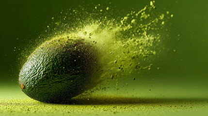 Eksplodujące awokado na jednolitym tle