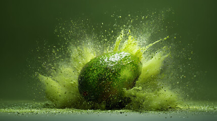 Eksplodujące awokado na jednolitym tle