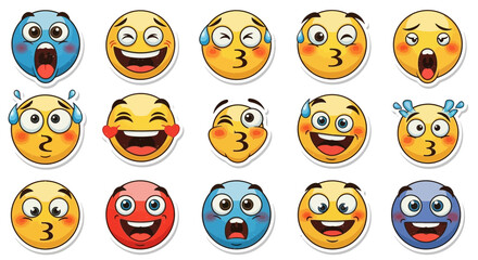 Fototapeta premium Collection of diverse emoji expressions for social media and digital communication