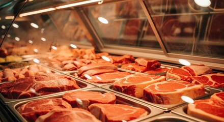 Butchers Delight Fresh cuts with vibrant colors, and and gourmet display.