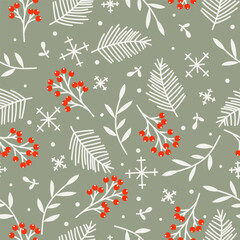 Seamless winter pattern with doodle elements