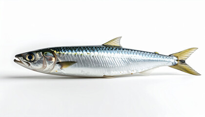 Naklejka premium 白背景に映える新鮮ないわしのシンプル素材 – Fresh Sardine on White Background, Simple Food Material