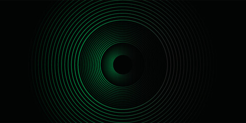 3D green techno abstract background overlap layer on dark space with glowing circle lines decoration. Modern graphic design element future style concept for banner, flyer, card, or brochure cover