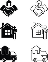 Real Estate Transactions and Relocation Services Icon Collection