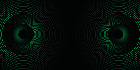3D green techno abstract background overlap layer on dark space with glowing circle lines decoration. Modern graphic design element future style concept for banner, flyer, card, or brochure cover