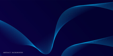 Abstract glowing wave lines on dark blue background. Dynamic wave pattern. Modern flowing wavy lines. Futuristic technology concept.