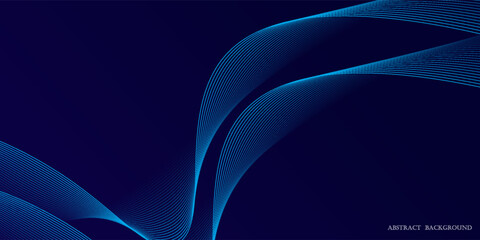 Abstract glowing wave lines on dark blue background. Dynamic wave pattern. Modern flowing wavy lines. Futuristic technology concept.