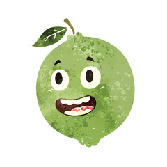 Obraz premium Smiling Cartoon Lime Character With Leaf.