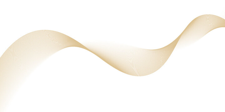 Luxury abstract gold wavy line pattern (guilloche curves) with copy space. Elegant golden color smooth gradient on white background. Premium vector striped texture for banner, business backdrop.